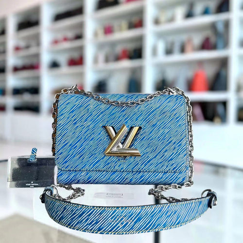 Twist MM Denim Bleu Clair Cuir EPI Métal Bicolore - Kovancy