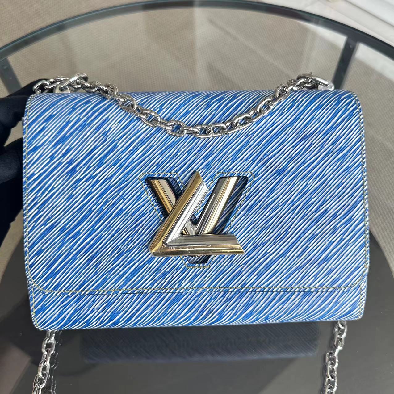 Twist MM Denim Bleu Clair Cuir EPI Métal Bicolore - Kovancy