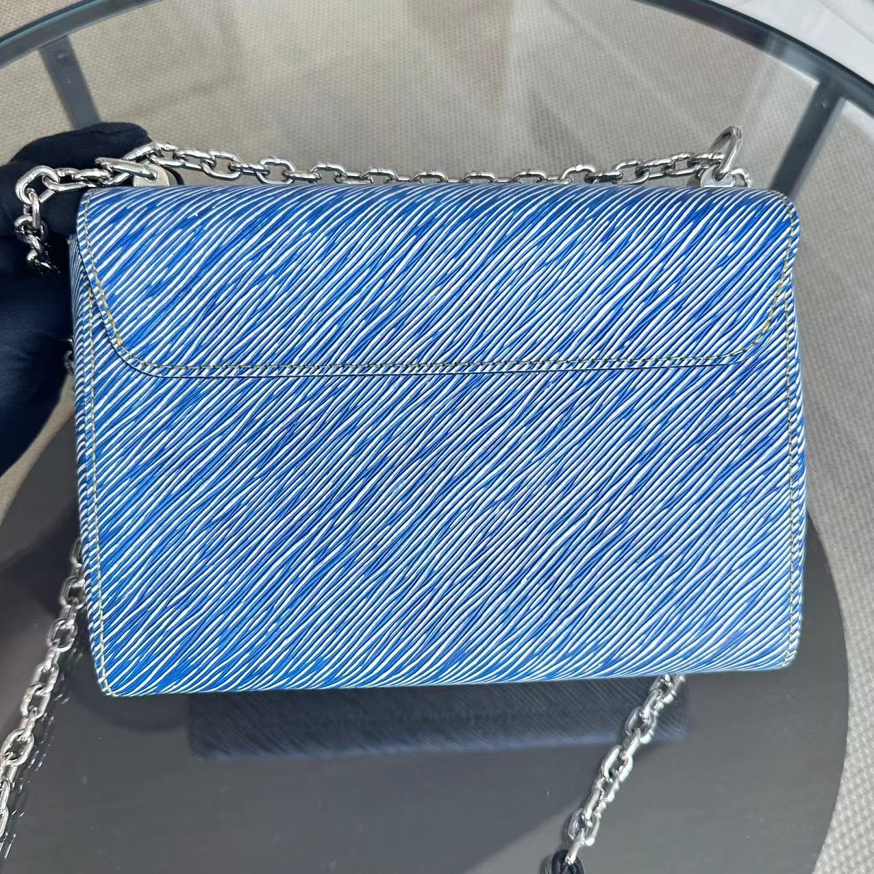 Twist MM Denim Bleu Clair Cuir EPI Métal Bicolore - Kovancy