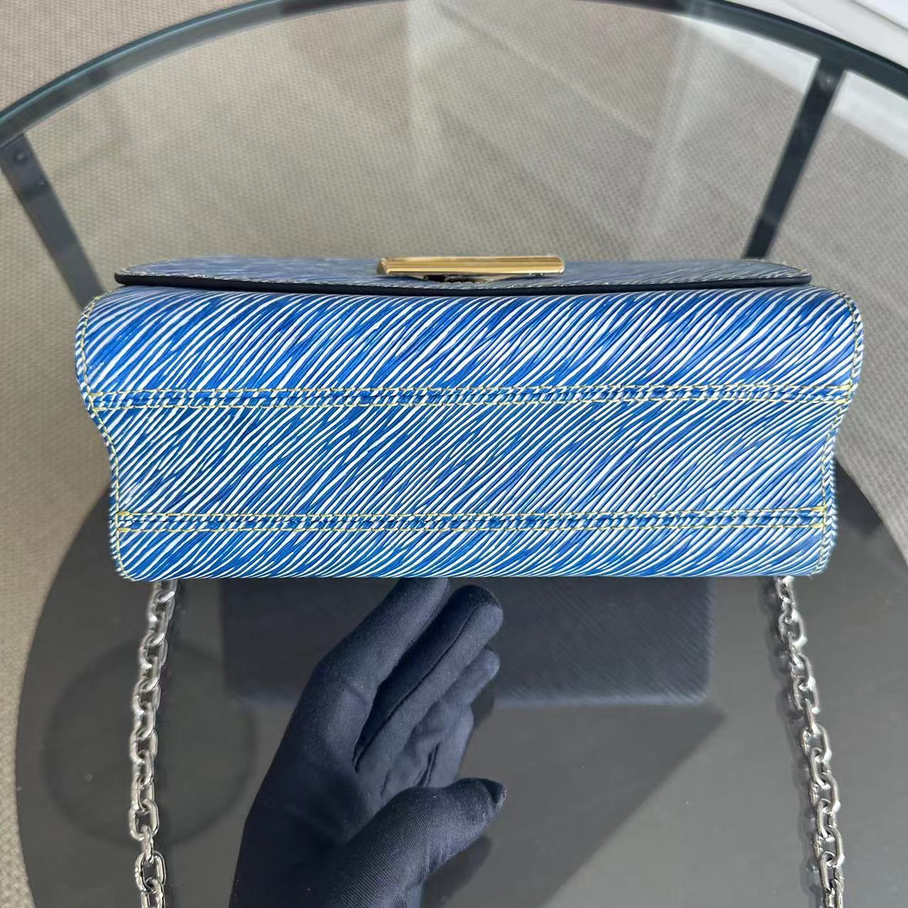 Twist MM Denim Bleu Clair Cuir EPI Métal Bicolore - Kovancy