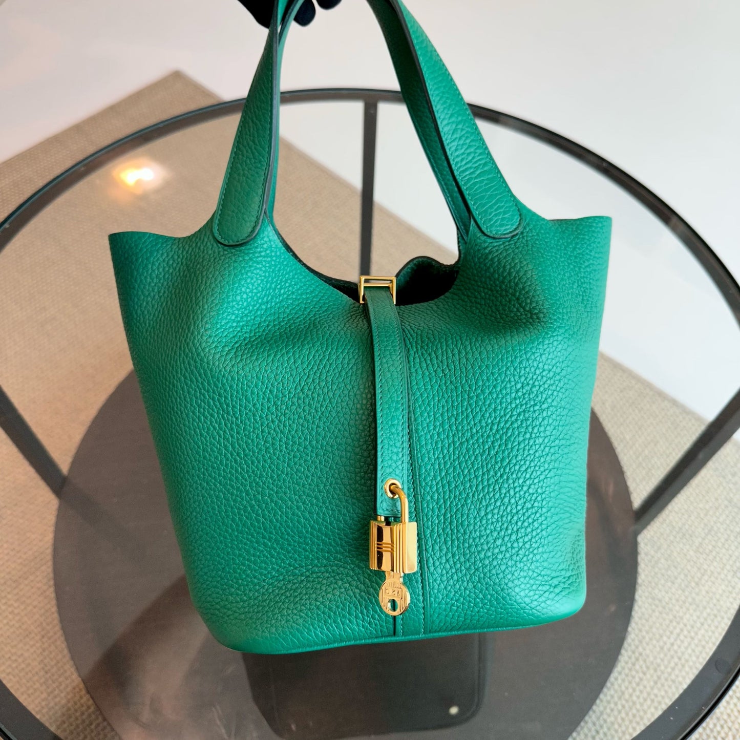 Hermes Picotin 22 Bambou 1k Timbre Clémence A GHW