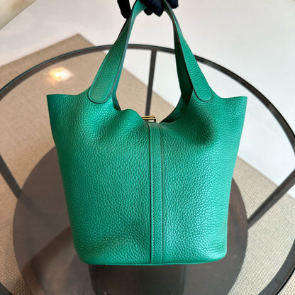 Hermes Picotin 22 Bambou 1k Timbre Clémence A GHW